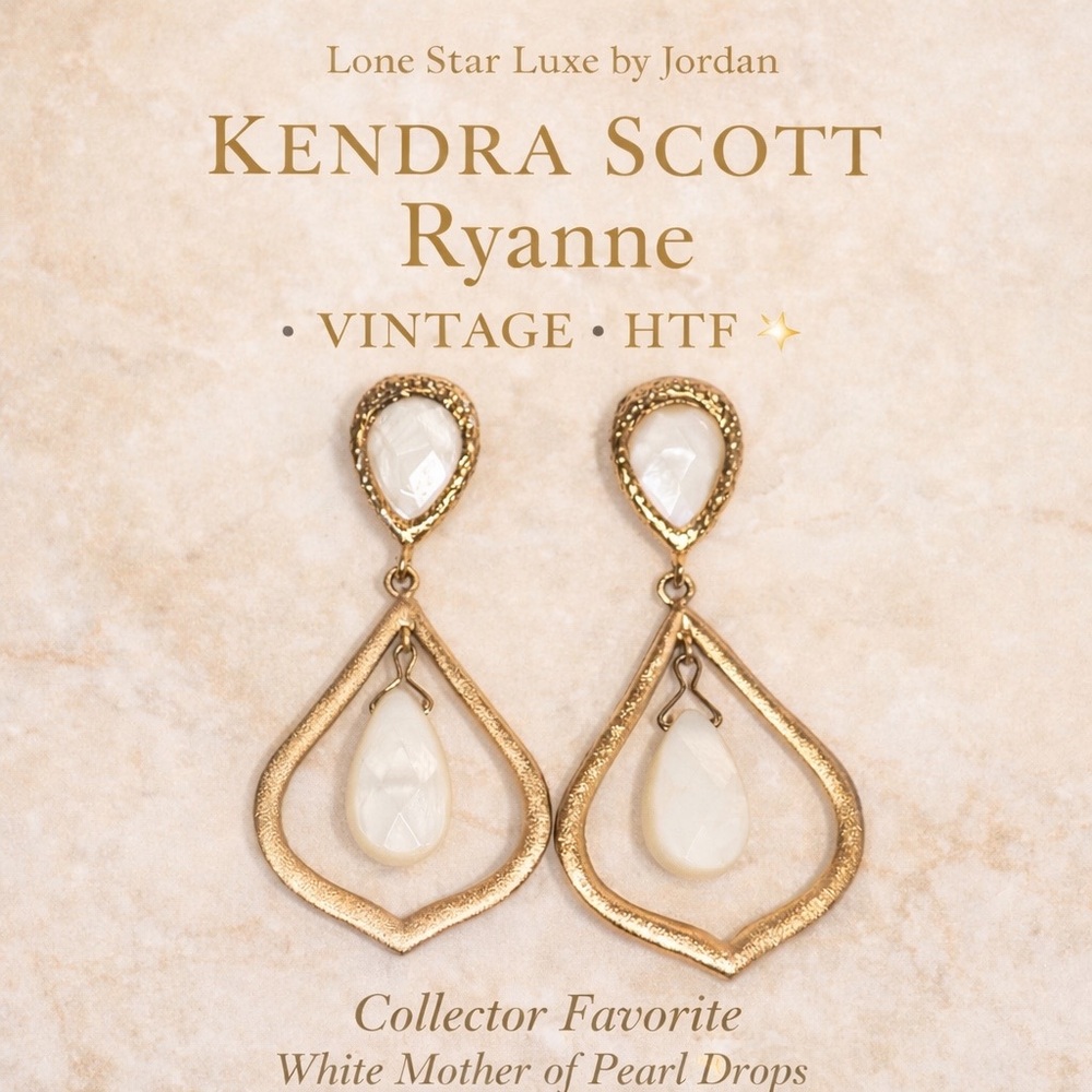 Kendra Scott Vintage Ryanne White MOP Earrings | Gold | Retired HTF Collector